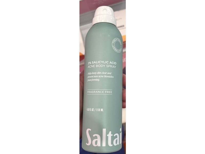 Saltair Acne Body Spray, 2% Salicylic Acid, Fragrance Free, 4 fl oz/118 mL