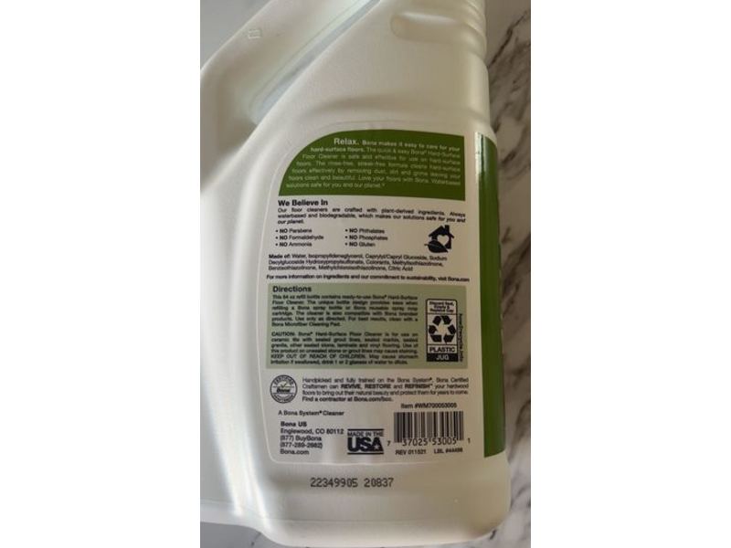 Bona Hard Surface Floor Cleaner Refill, 64 fl oz/1.89 L