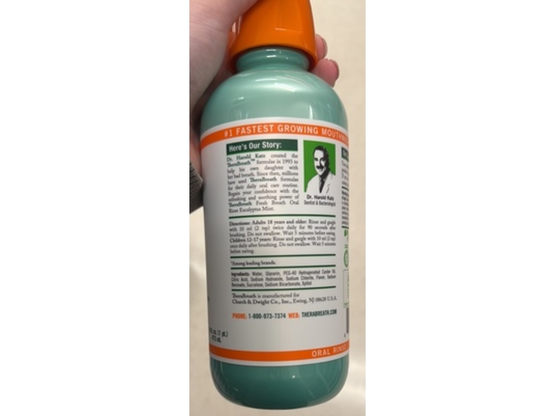 Thera Breath Fresh Breath Oral Rinse, Eucalyptus Mint, 16 fl oz/473 mL