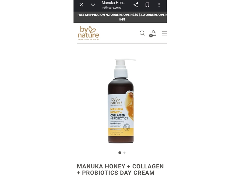 By Nature Soothing & Replenishing Light Day Cream, Manuka Honey + Collagen + Probiotics, 6.5 oz//185 g