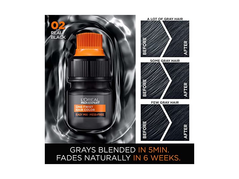 L’Oreal Paris Men Expert One Twist Hair Color, Real Black 02, 1 Application