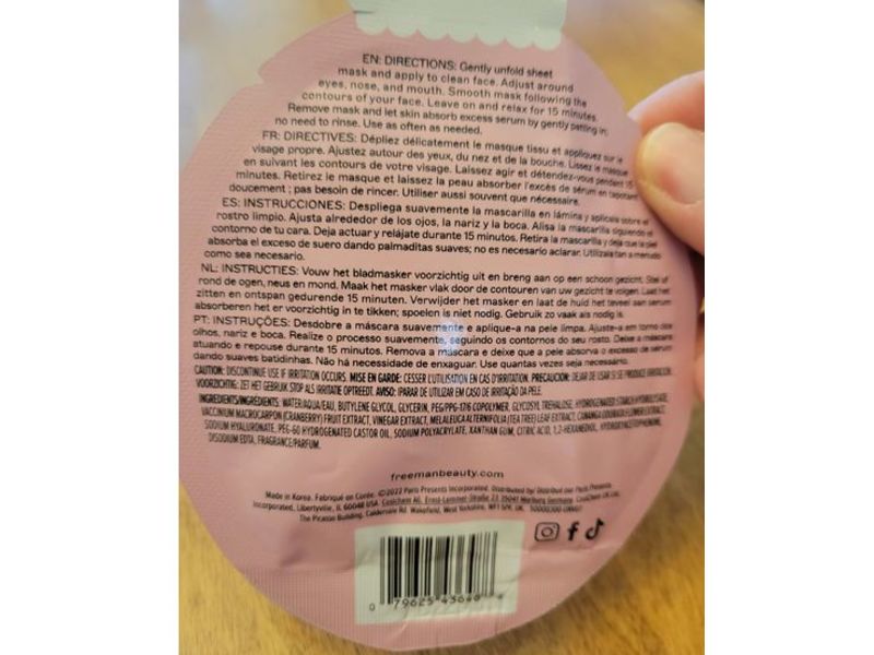 Freeman Hydrating Sheet Mask, Cranberry Cider Spice, 0.67 fl oz/20 mL