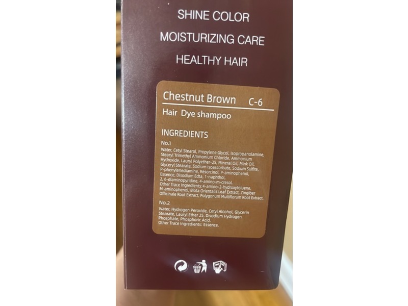 Kingming 3 In 1 Hair Dye Shampoo, C-6 Chestnut Brown, 16.9 fl oz/500 mL