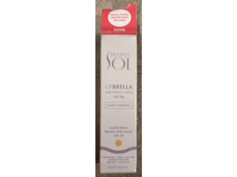 Mama Sol LipBrella Mineral Tinted Lip Oil, SPF 20, Shine, 0.25 fl oz/7 mL