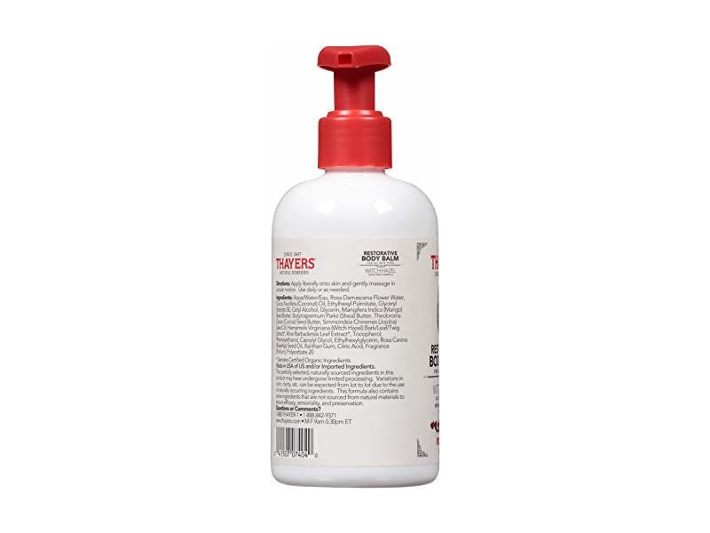 THAYERS Rose Petal Restorative Body Balm, Moisturizing Body Lotion, 8 Oz