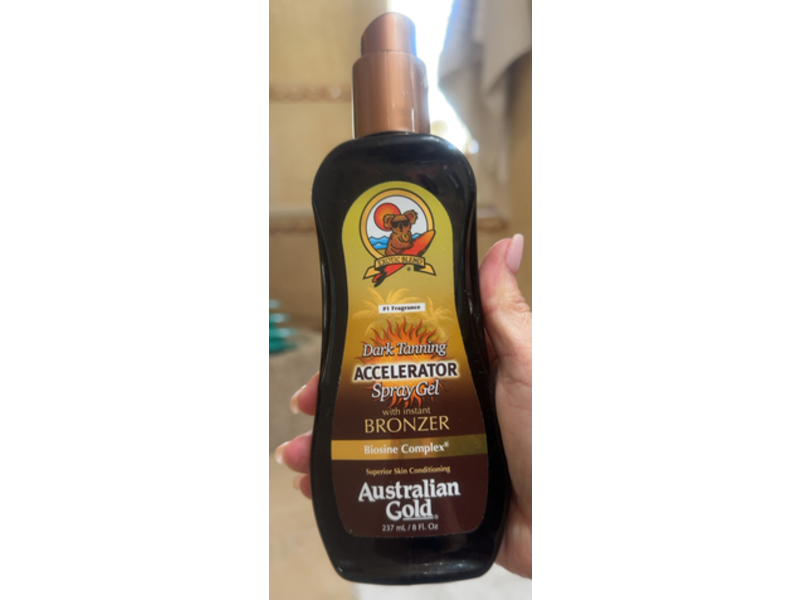 Australian Gold Dark Tanning Accelerator Spray Gel, Bronzer Biosine Complex, 8 fl oz/237 mL