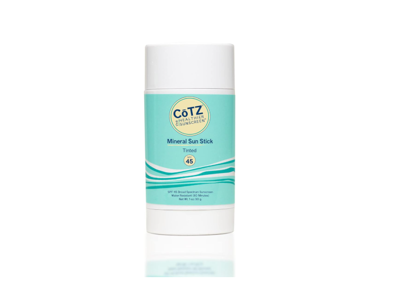 Cotz Mineral Sun Stick Sunscreen, Tinted, SPF 45, 1 oz/30 g