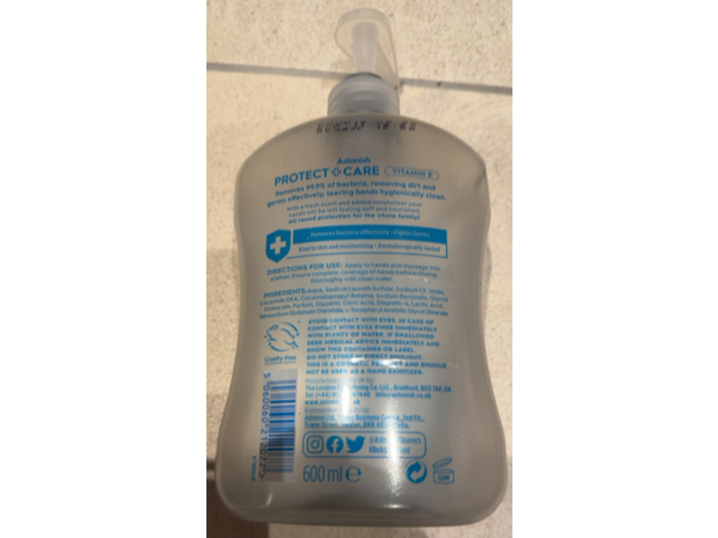 Astonish Protect + Care Anti - Bacterial Handwash, Vitamin E, 600 mL