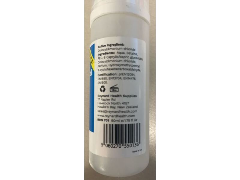 Reynard Antibacterial Hand Sanitising Foam, Waterless, 1.75 fl oz/50 ml