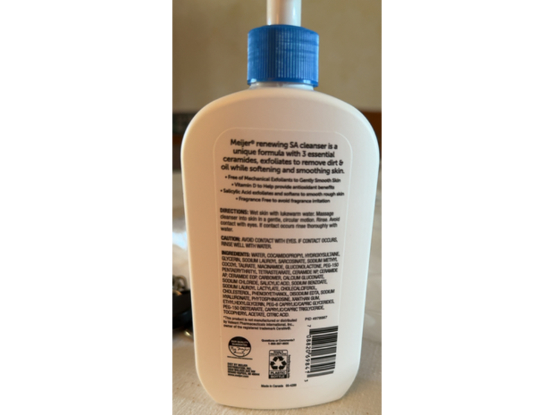 Meijer Renewing Gentle SA Foaming Cleanser, Salicylic Acid & Ceramides, 8 fl oz/237 mL