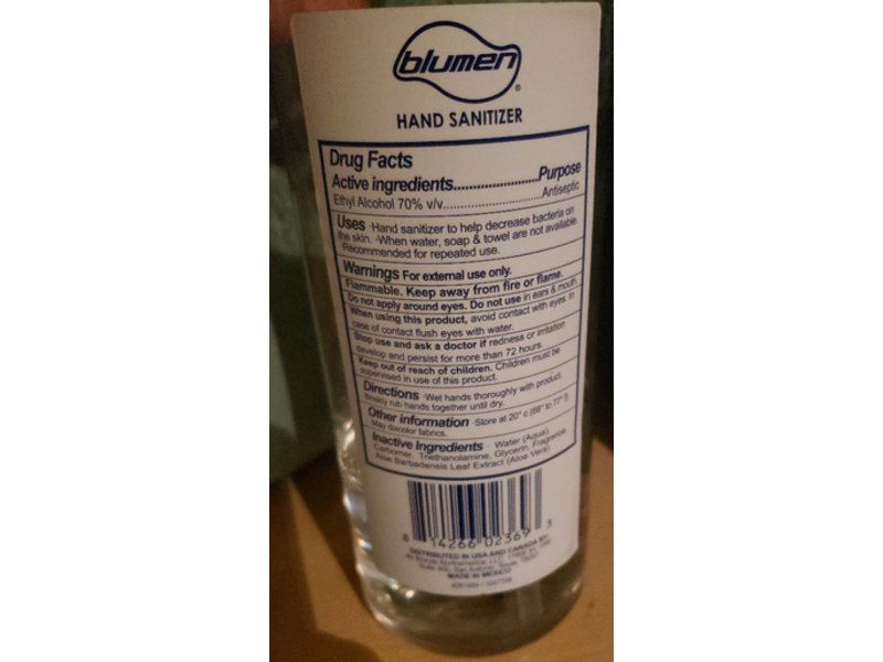 Blumen Clear Advanced Hand Sanitizer, 33.8 fl oz/1 L