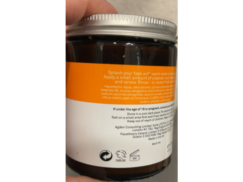 Facetheory Vitamin C Cream Cleanser, C1, 5.74 fl oz/170 mL