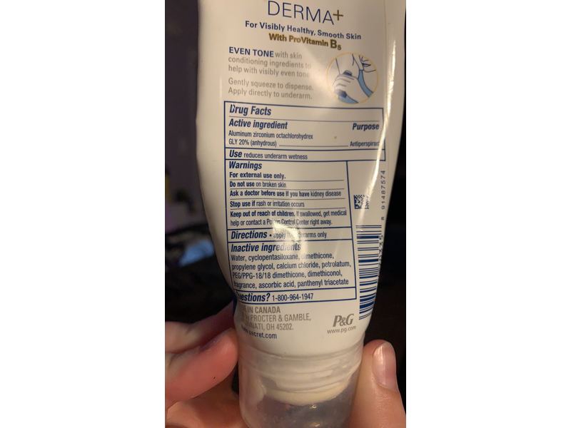 Secret Derma+ Invisible Gel Antiperspirant & Deodorant, Even Tone With Vitamin B5 + Vitamin C, 48 Hr., 2.5 Oz
