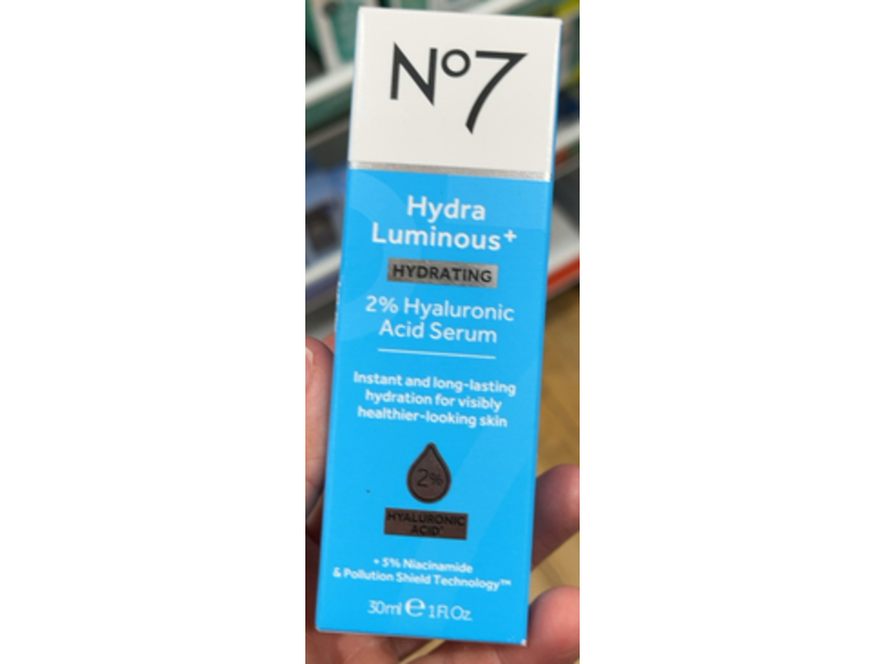 No7 HydraLuminous+ 2% Hyaluronic Acid Serum, 1 fl oz/30 mL