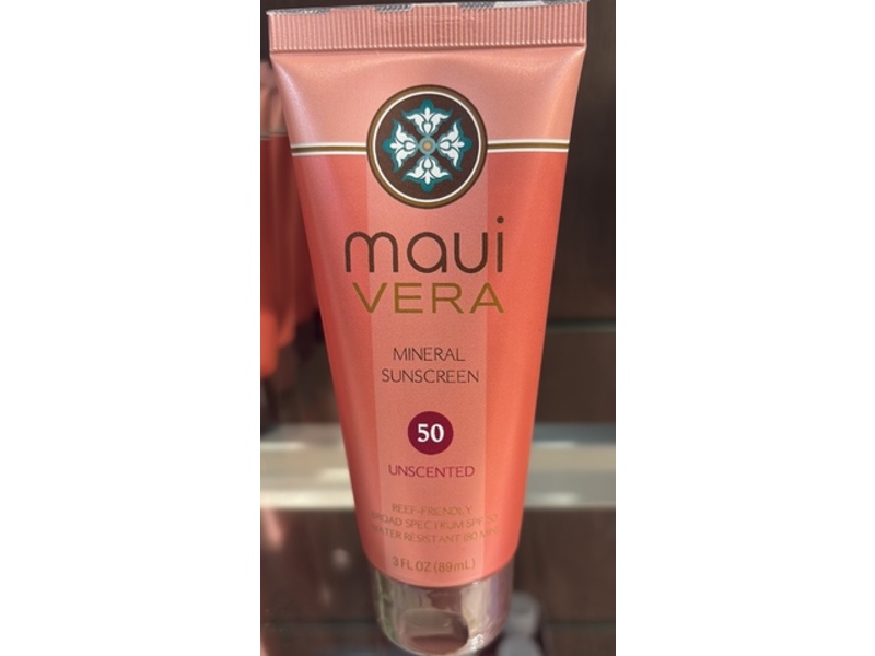 Maui Vera Mineral Sunscreen, SPF 50, Unscented, 3 fl oz/89 mL