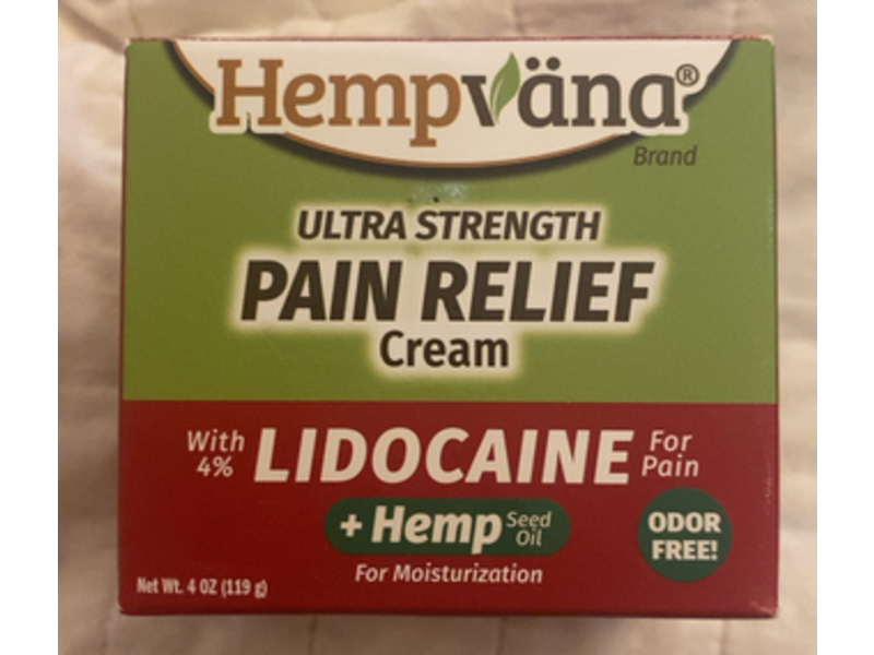Hempvana Ultra Strength Pain Relief Cream, Lidocaine, 4 oz/119 g