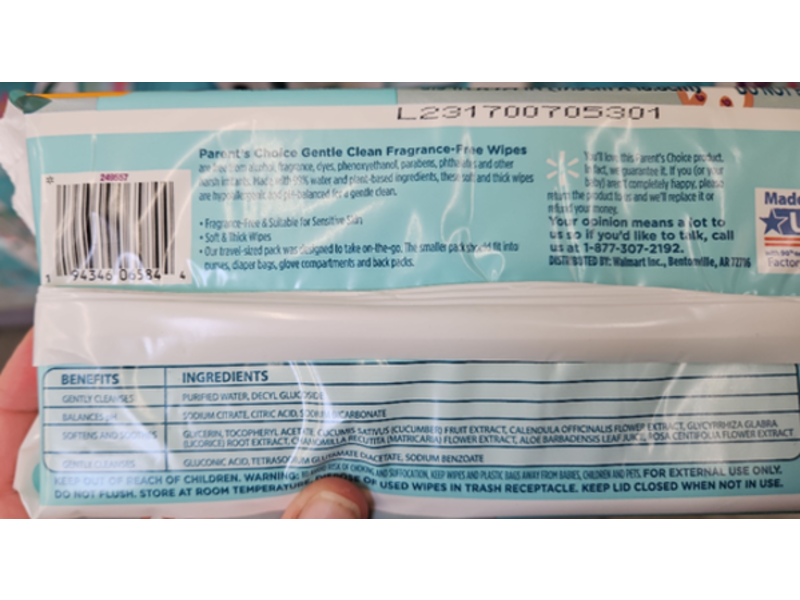 Parent's Choice Gentle Clean Baby Wipes, 50 Count