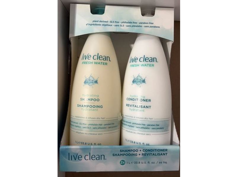 Live Clean Fresh Water Hydrating Shampoo & Conditioner Set, 33.8 fl oz/1 L