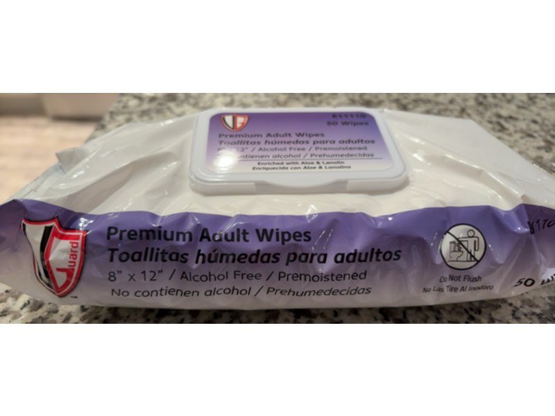 VGuard Premium Adult Wipes, Aloe & Lanolin, 50 Count