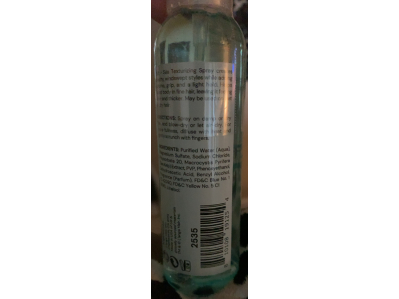 L'ange Texturizing Spray, Sea + Salt, 4 fl oz/118 mL