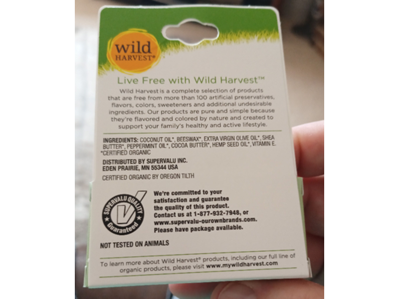 Wild Harvest Organic Peppermint Lip Balm, Shea Butter & Vitamin E, 2 Pack