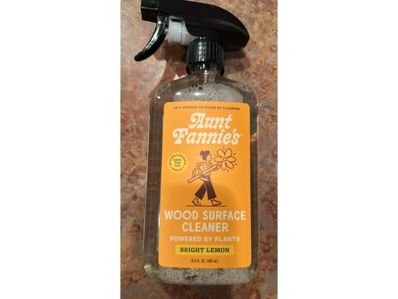 Aunt Fannie's Wood Surface Cleaner, Bright Lemon, 16.9 fl oz/500 mL