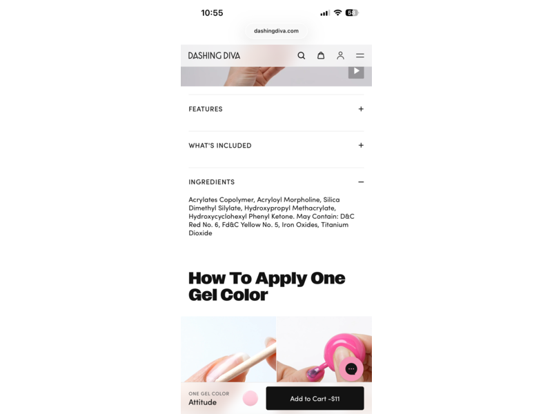 Dashing Diva One Gel Nail Polish, Attitude, 0.33 fl oz/10 mL