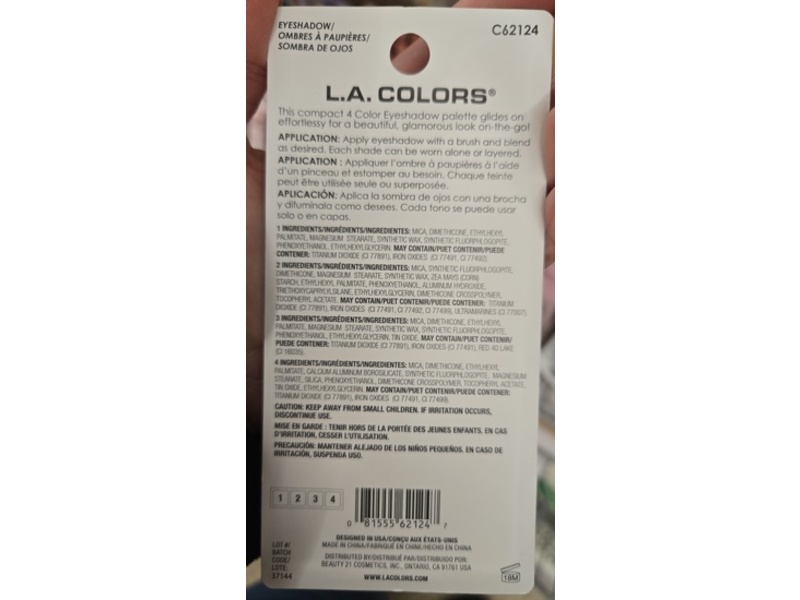 L.A. Colors 4 Color Eyeshadow, C62124 Queen's Desire