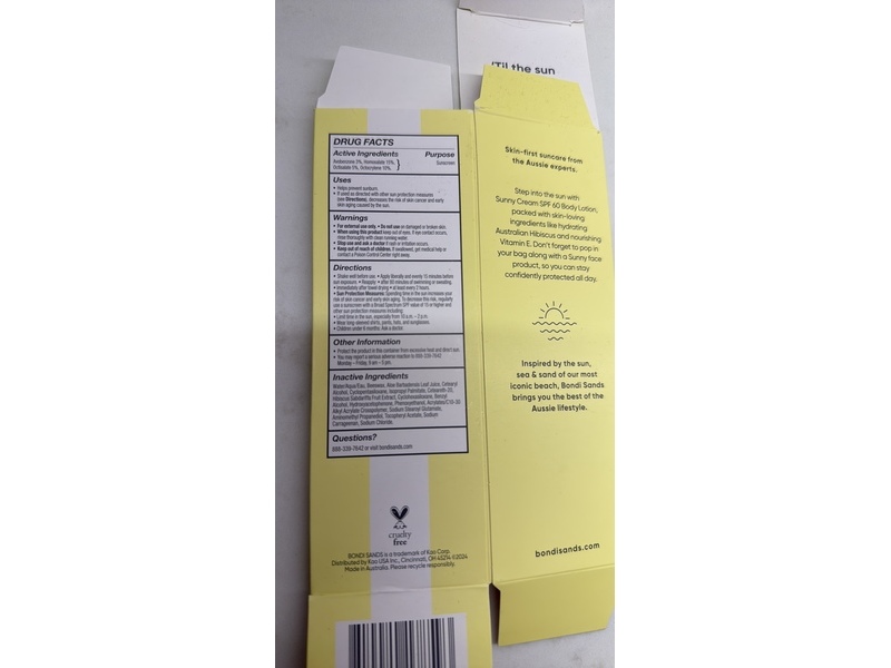 Bondi Sands Sunny Cream Body Lotion, SPF 60, 5.07 fl oz/150 mL