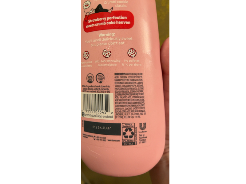 Dove Body Wash, Strawberry Crumb Cake, 20 fl oz