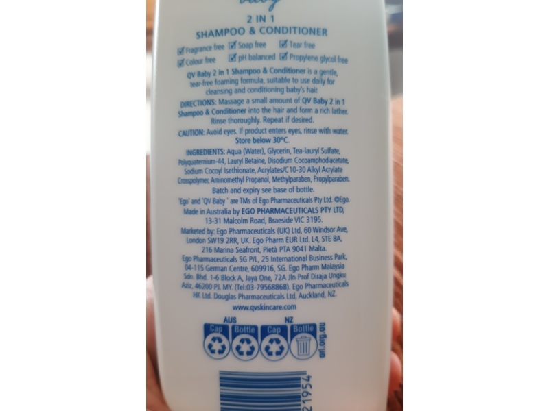 Qv Skincare Ego Baby 2 In 1 Shampoo & Conditioner, 250 g