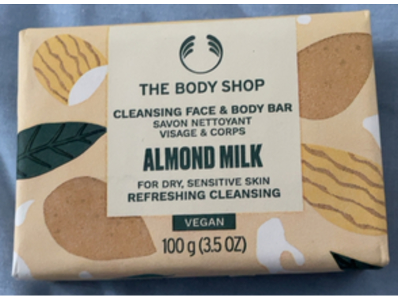 The Body Shop Cleansing Face & Body Bar, Almond Milk, 3.5 oz/100 g