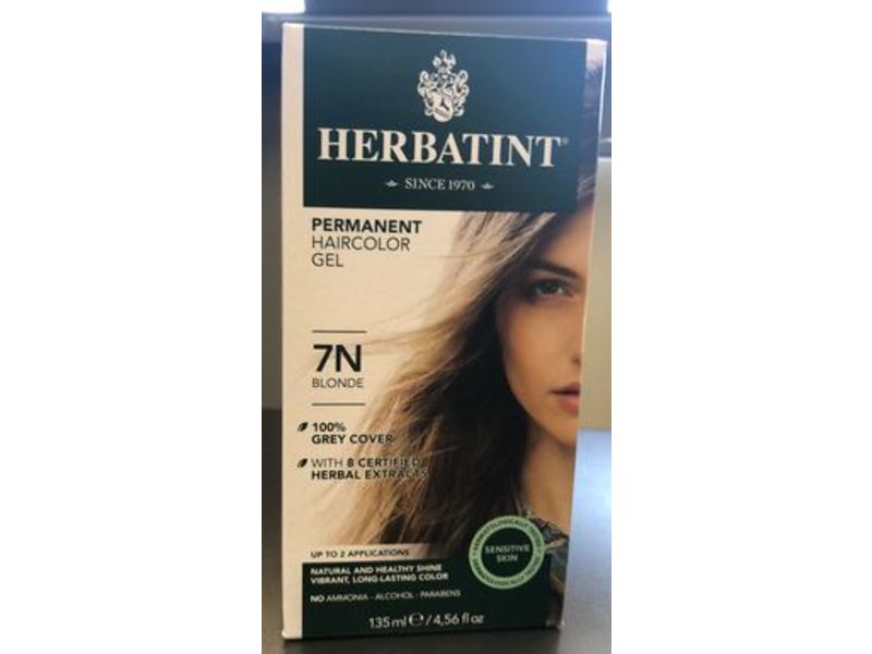 Herbatint Permanent Haircolor Gel, 7N Blonde, 4.56 fl oz/135 mL