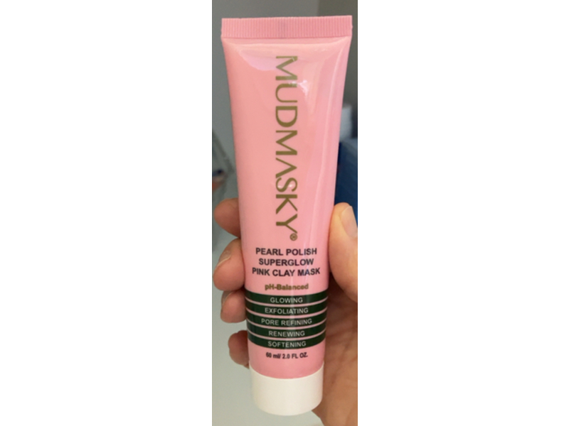 Mudmusky Pearl Polish Superglow Pink Clay Mask, 2.0 fl oz/60 mL