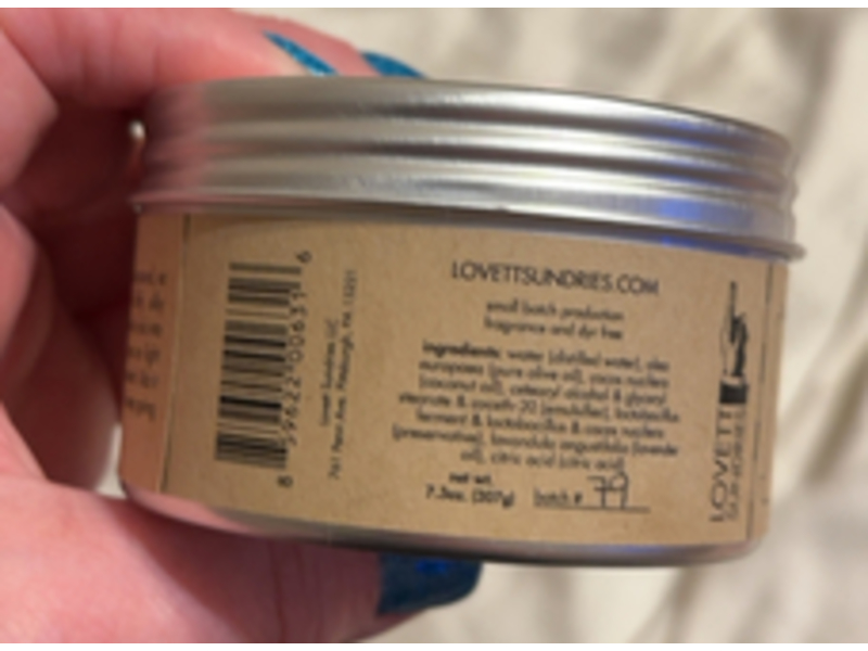 Lovett Sundries Hand & Body Cream, Lavender, 7.3 oz/207 g