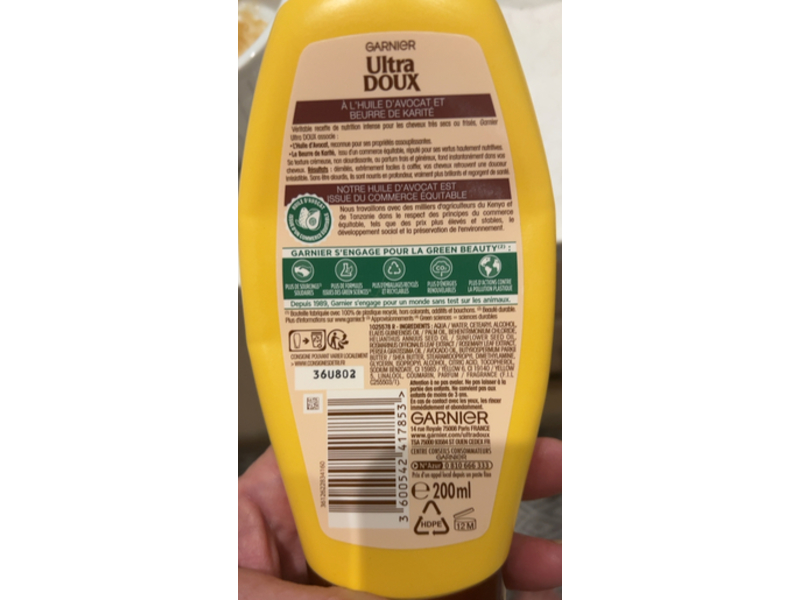 Garnier Ultra Mild Intense Nutrition Conditioner, Avocado Oil & Shea Butter, 200 mL, Pack Of 3