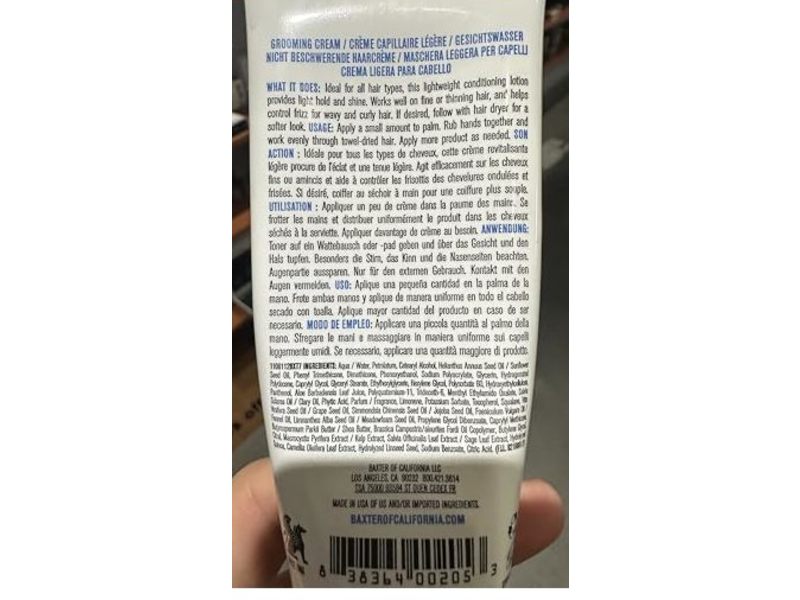 Baxter of California Grooming Cream, 3.4 fl oz/100 mL