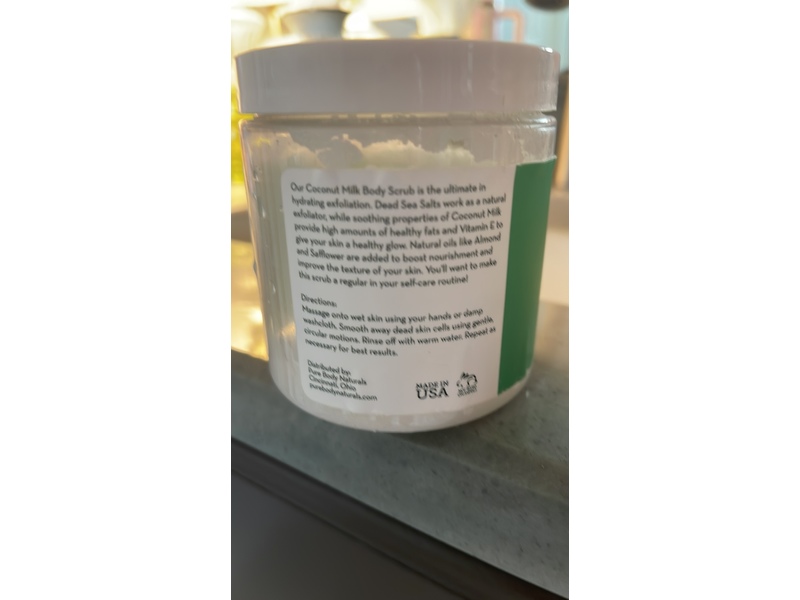 Pure Body Naturals Exfoliating Body Scrub, Coconut Milk, 12 oz/340 mL