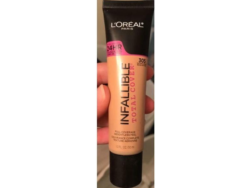 L'Oreal Paris Infallible Total Cover Foundation, 305 Natural Beige, 1 fl oz/30 mL