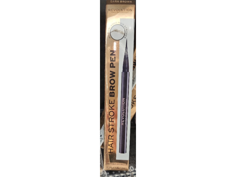 Makeup Revolution Hair Stroke Brow Pen, Dark Brown, 0.10 oz/0.5 mL