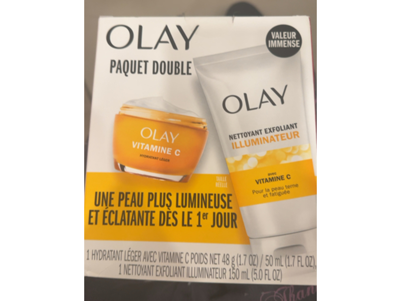 Olay Brighter Glowing Skin Day 1 Duo, Vitamin C Moisturizer + Brightener Exfoliating Cleanser