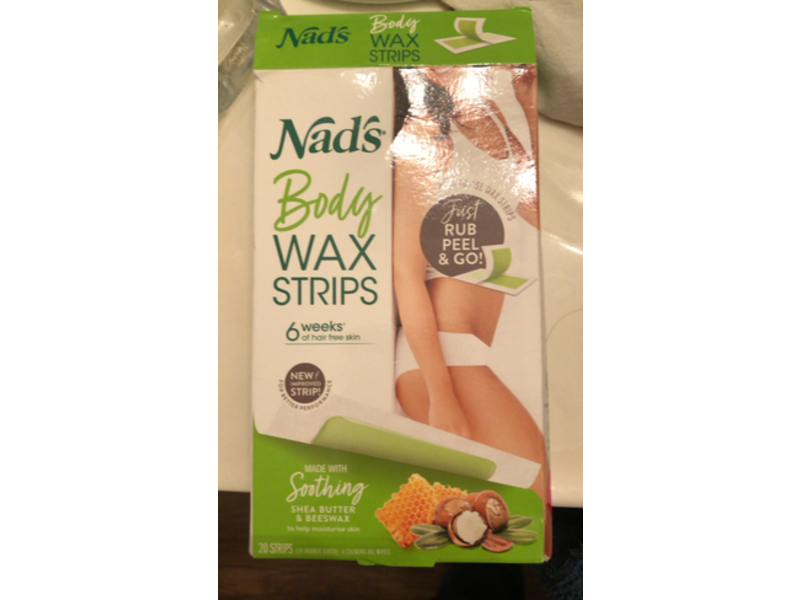 Nad's Body Wax Strips + Calming Oil Wipes, Shea Butter & Beeswax, 20 Count