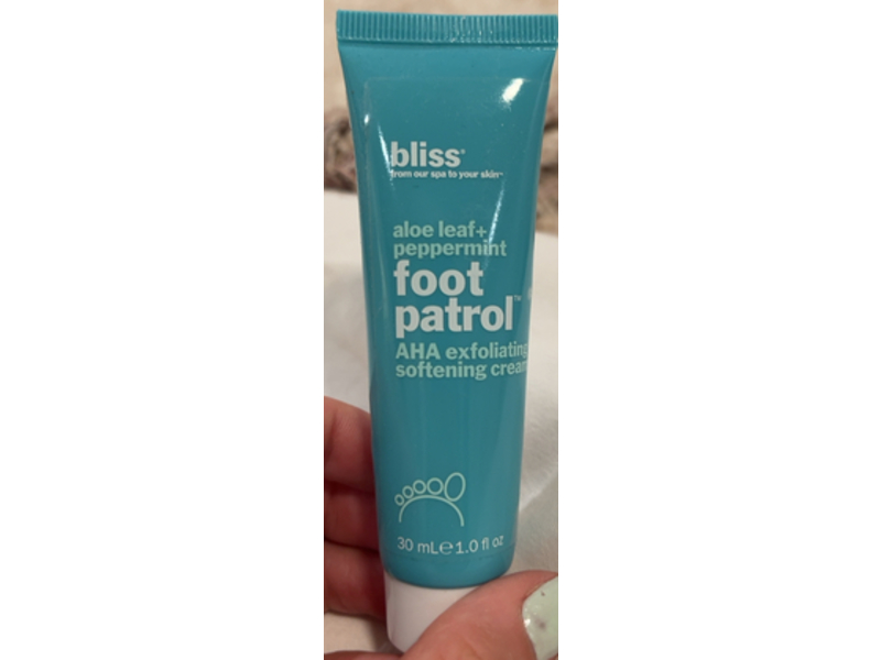 Bliss Foot Patrol Softening Cream, Aloe Leaf + Peppermint, 1.0 fl oz/30 mL