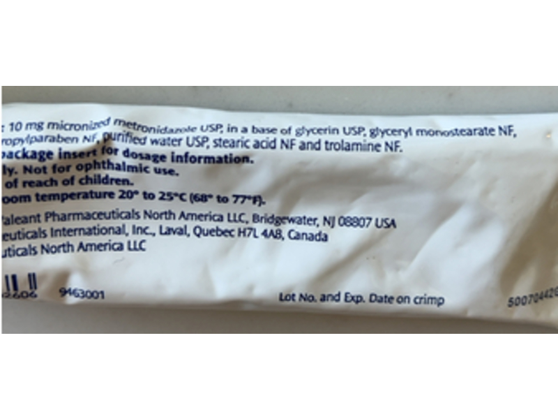 Noritate (metronidazole) Cream 1%, 60 g Valeant Pharmaceuticals International (RX)