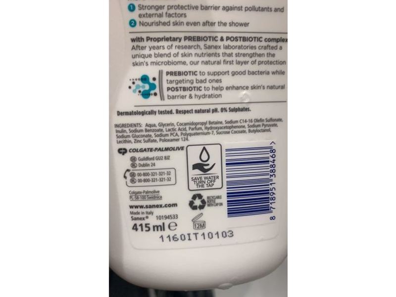 Sanex Biomeprotect Dermo Moisturising Shower Gel, Normal To Dry Skin, 415 mL