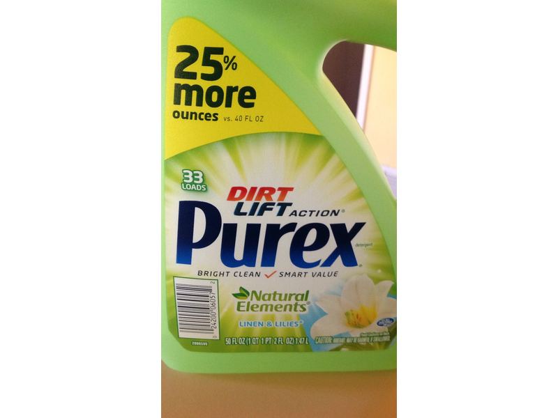Purex Dirt Lift Action Detergent, Natural Elements, Linen & Lilies, 33 Loads, 50 fl oz/1.47 L