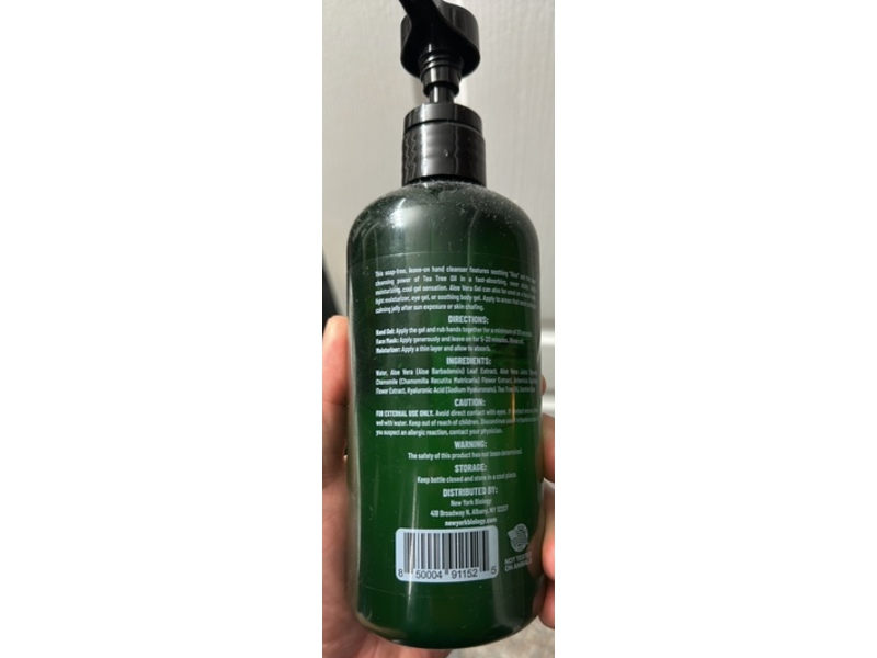 NewYorkBiology Aloe Vera Gel, Tea Tree Oil, 16.9 fl oz/500 mL