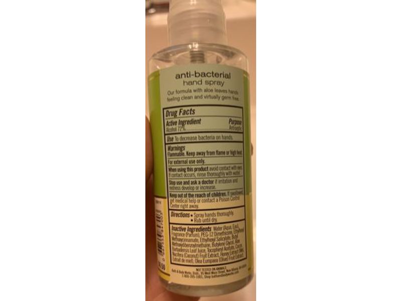 Bath & Body Works Anti-Bacterial Hand Spray, Cucumber Melon, 3 fl oz/88 mL