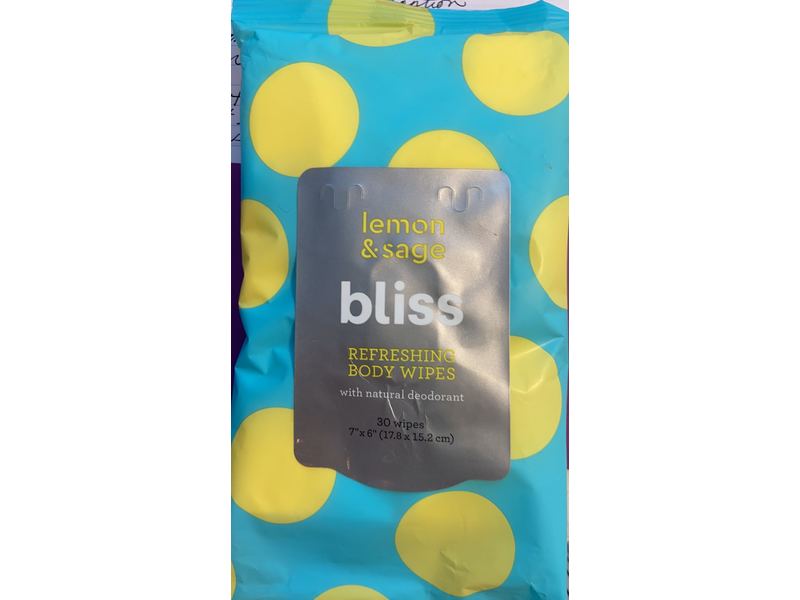 Bliss Refreshing Body Wipes, Lemon & Sage, 30 Count