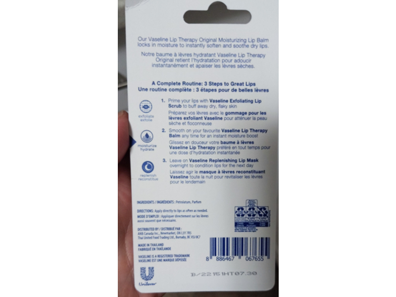 Vaseline Lip Therapy Moisturizing Lip Balm, Original, 10 g